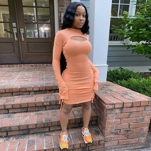 Long sleeve stacked dress